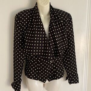 1980’s MONDI Vintage Short Blazer with Black & White Polka Dots. Size 36 Size 6